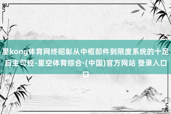 星kong体育网终昭彰从中枢部件到限度系统的十足自主可控-星空体育综合·(中国)官方网站 登录入口